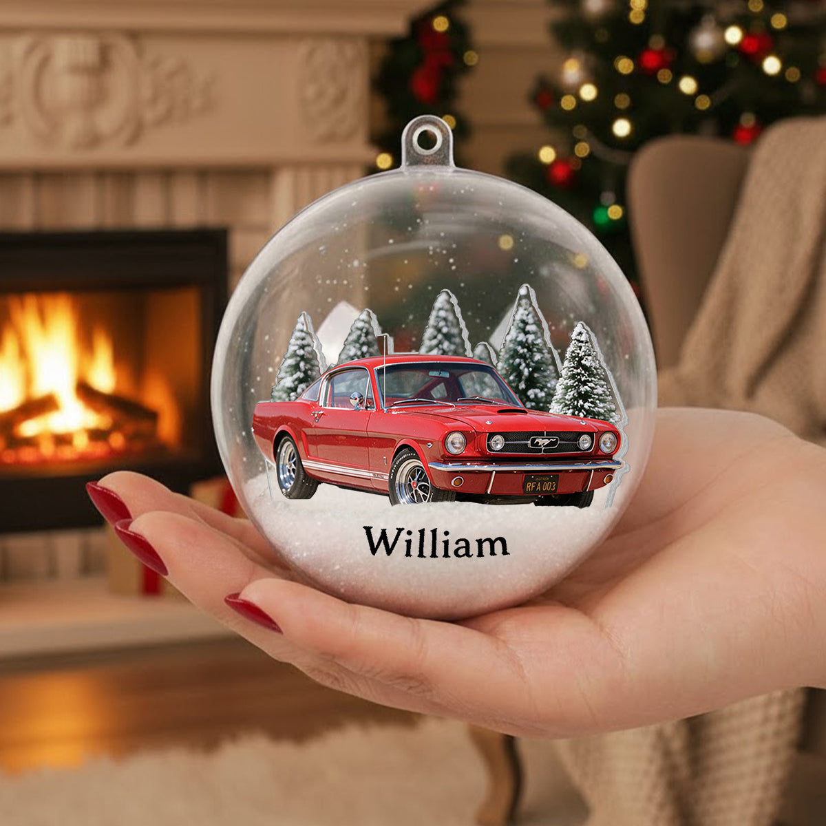 Personalized Christmas White GMC Pickup Truck Snow Globe Ornament, Truck Lover Keepsake