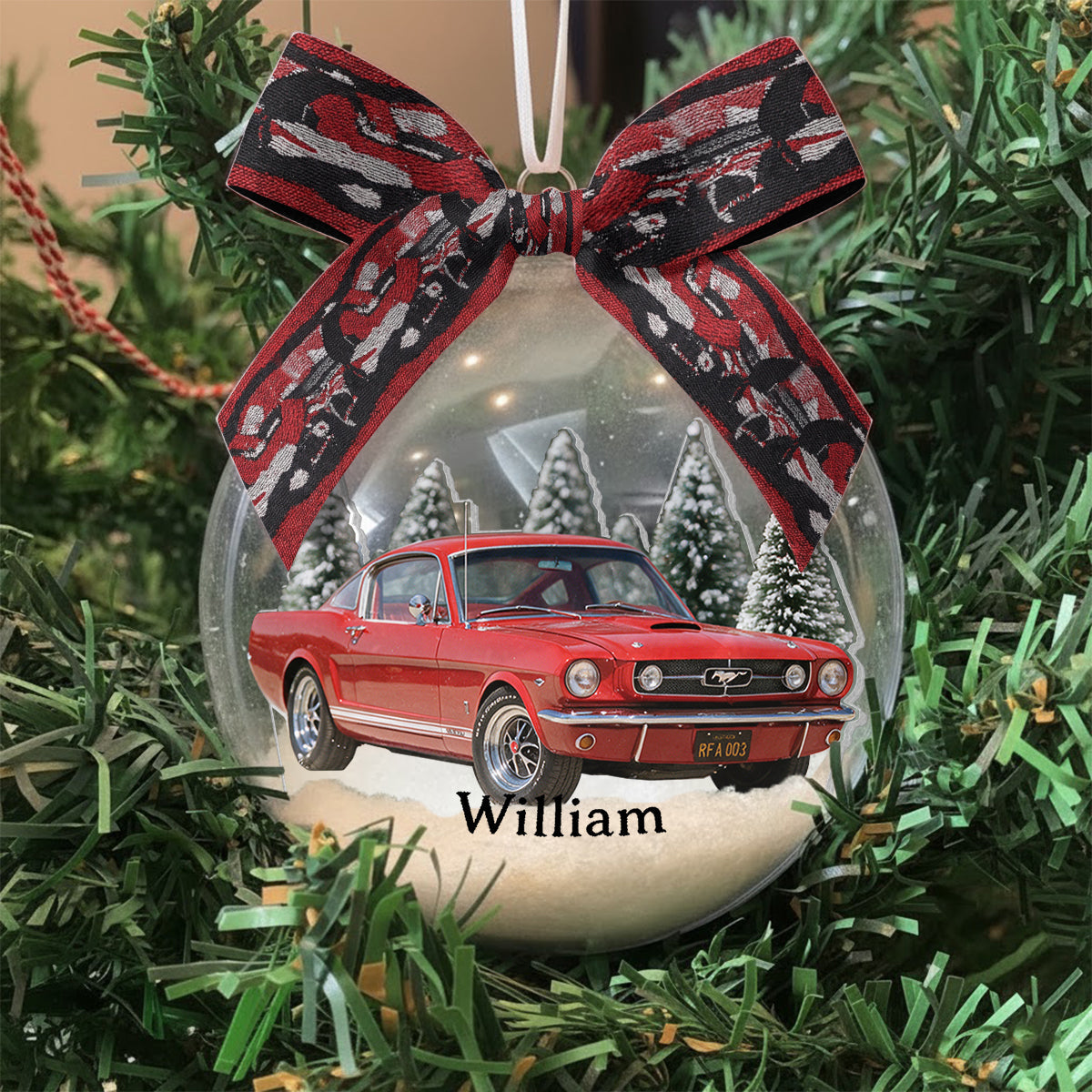 Personalized Christmas White Ram Pickup Truck Snow Globe Ornament Truck Lover Gift