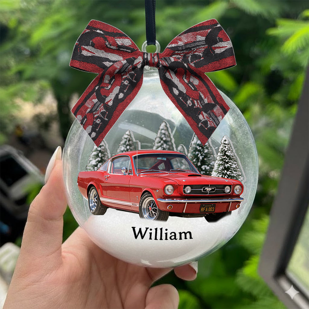 Personalized Christmas White GMC Pickup Truck Snow Globe Ornament, Truck Lover Keepsake