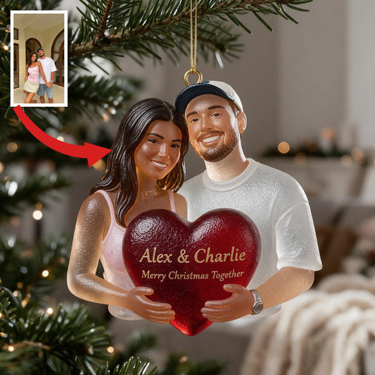 Personalized Christmas Latino Couple Glass Ornament, Husband Wife Keepsake Gift