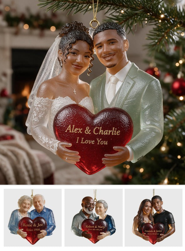 Ornement de Noël en Verre Personnalisé pour Couple Latino, Cadeau Souvenir Mariage