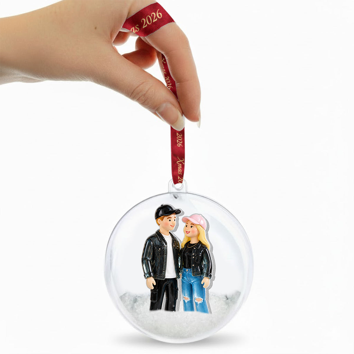 Personalized Christmas Wedding Couple Snow Globe Ornament Holiday Keepsake Gift
