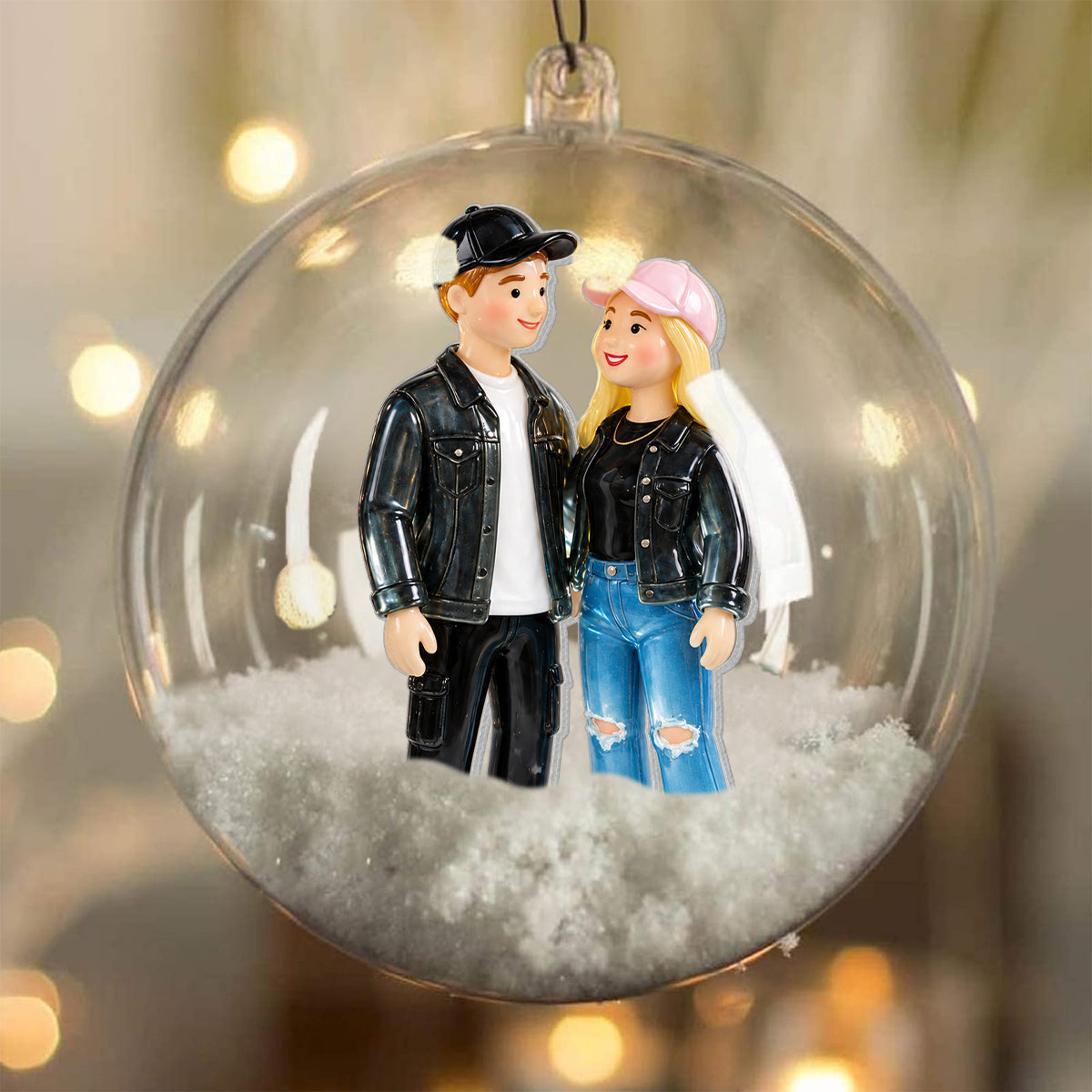Personalized Christmas Gay Couple Snow Globe Ornament LGBT Holiday Gift