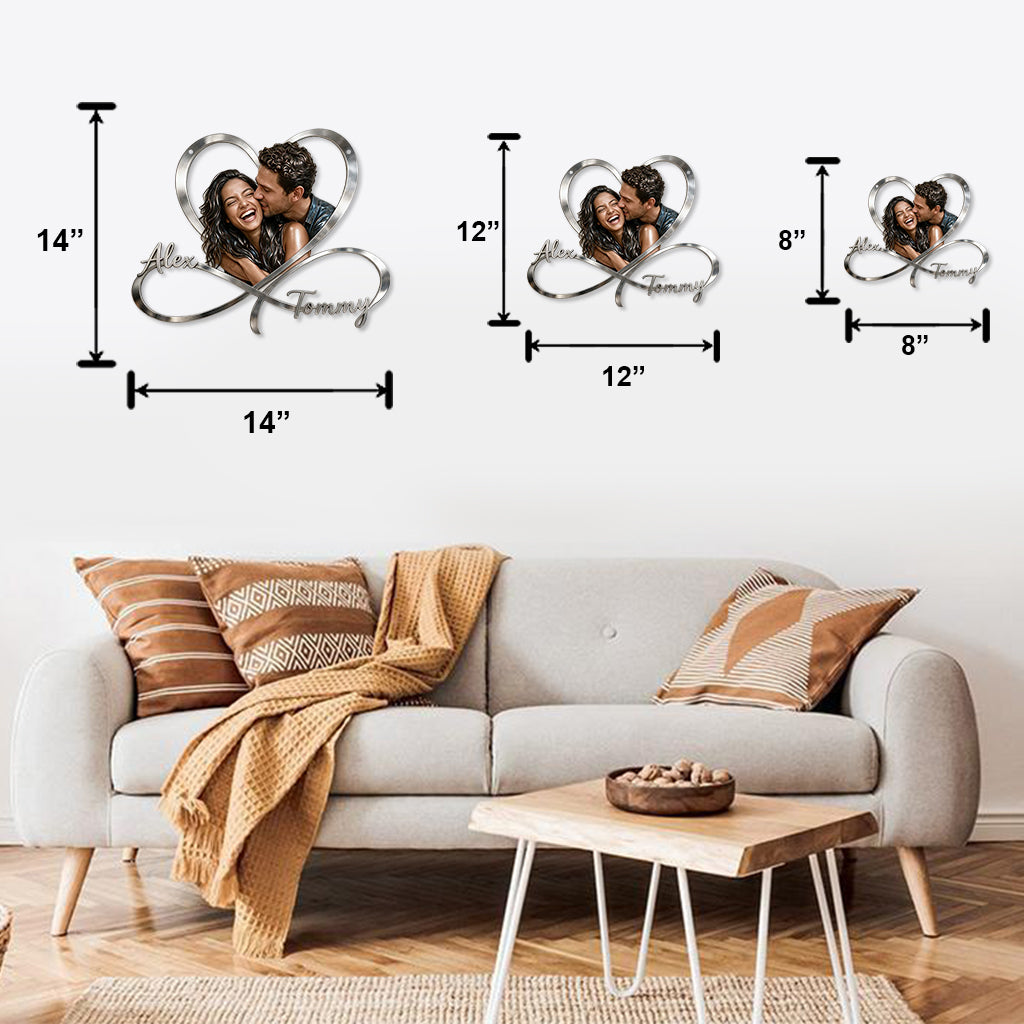 Personalized Custom Photo Lesbian Couple Infinity Heart Metal Sign Bedroom Decor