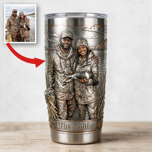 Personalized Custom Photo Black Hunting Couple Hunting Tumbler