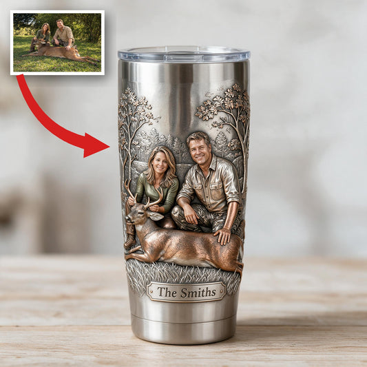 Tasse Personnalisée Photo Couple de Chasse d'Âge Moyen avec Cerf