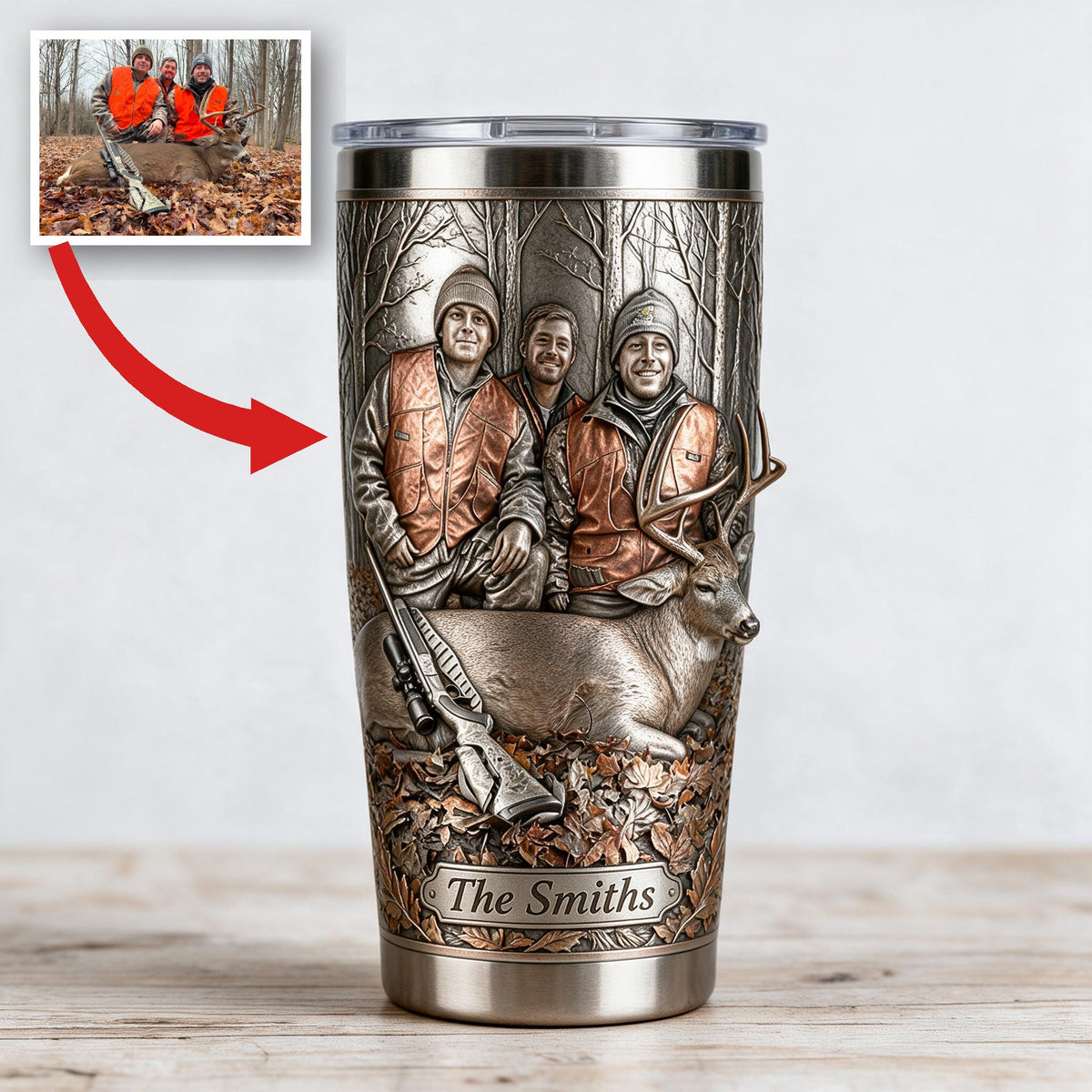 Groupe de chasse personnalisé avec tumbler cerf - Cadeau de chasse