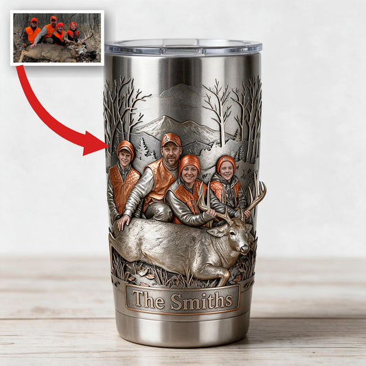Tasse Personnalisée Photo Chasse Famille avec Cerf Cadeau de Chasse