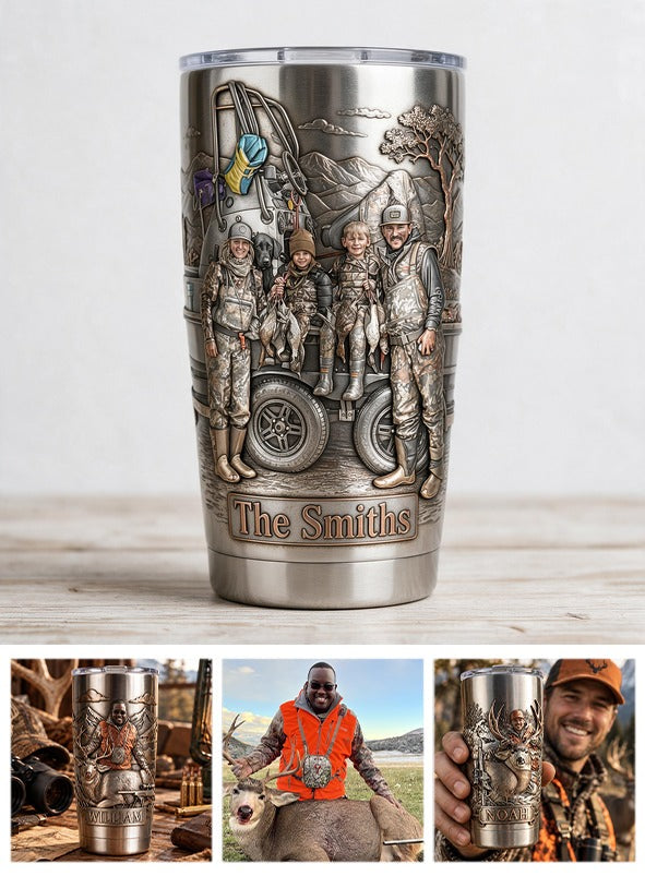 Personalized Custom Photo Hunting Family Tumbler, Hunting Themed Gift