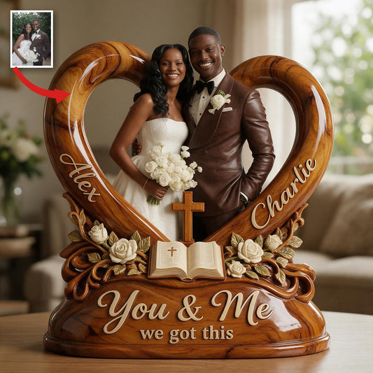 Plaque Acrylique Personnalisée Photo de Mariage Couple Noir, Cadeau Souvenir