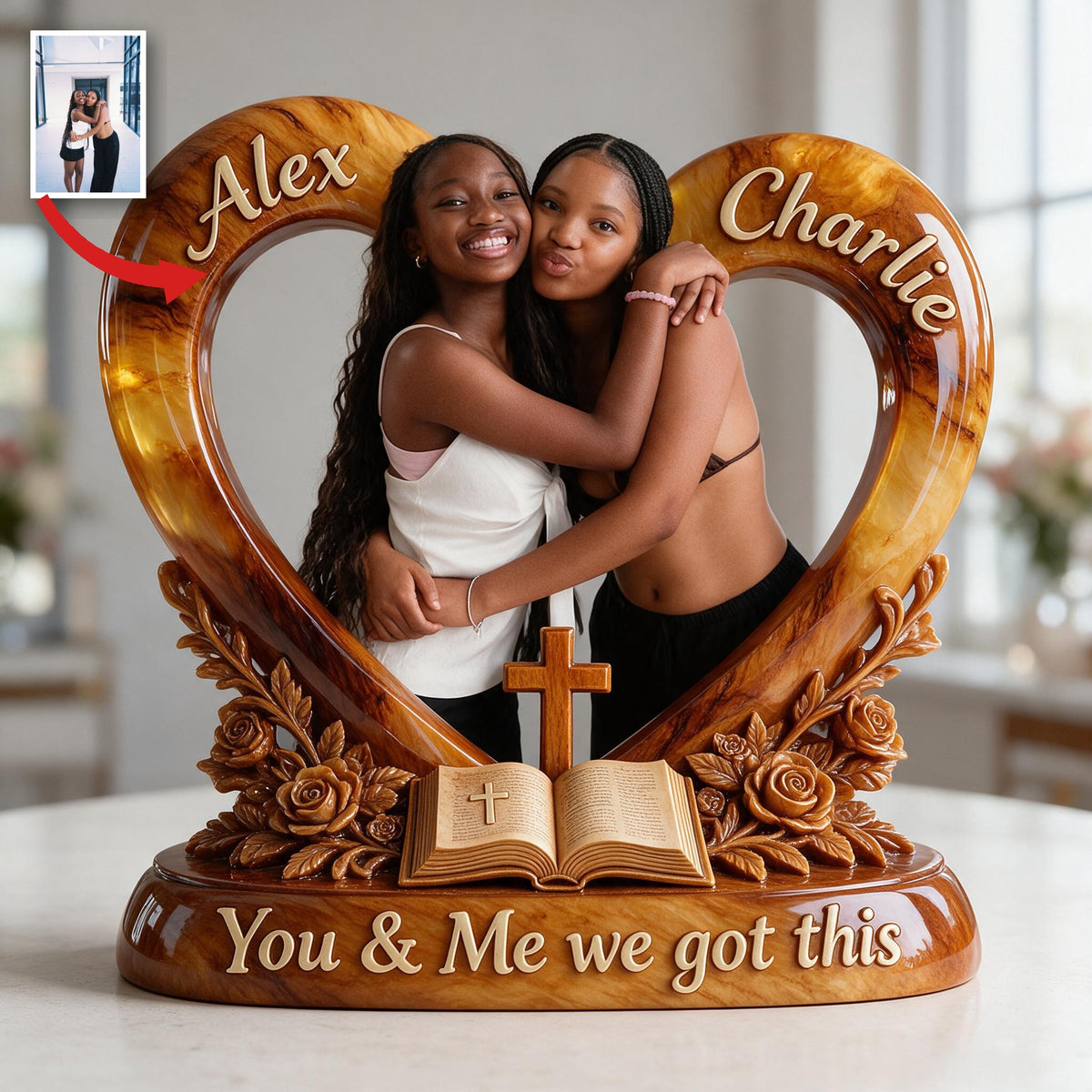 Personalized Custom Photo Black Lesbian Couple Acrylic Plaque LGBT Couple Keepsake