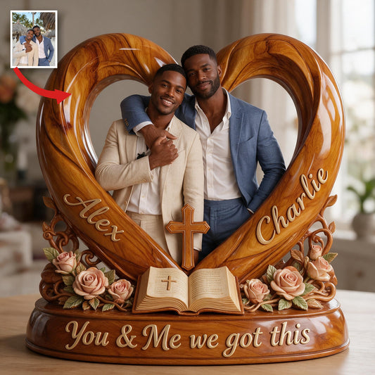 Plaque Acrylique Personnalisée Couple Noir Gay Photo Cadeau LGBT