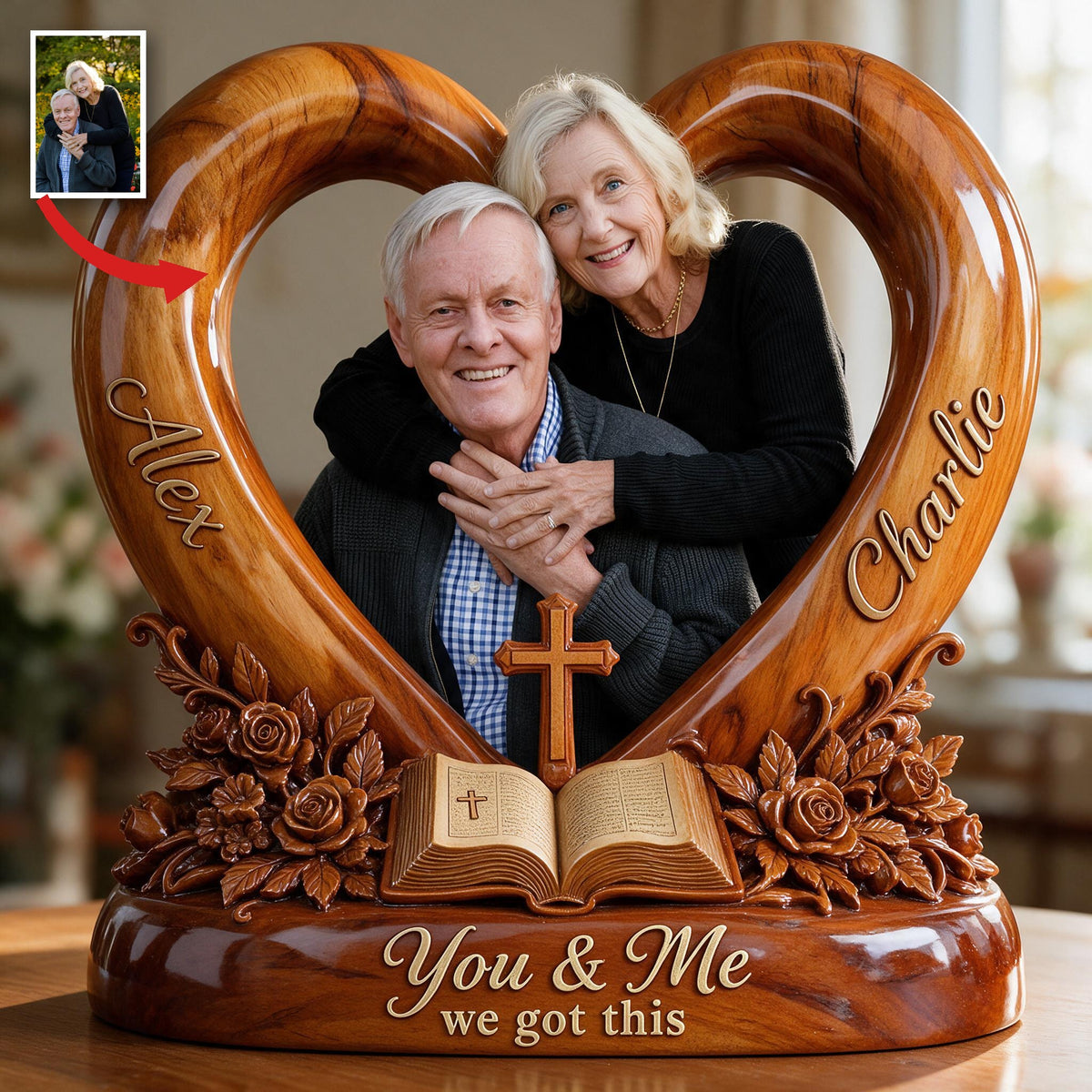 Personalized Custom Photo Older Couple Acrylic Plaque, Sentimental Keepsake Gift