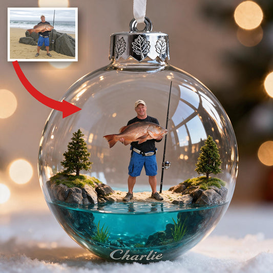 Ornement de Noël Personnalisé pour Pêcheur d'Âge Moyen
