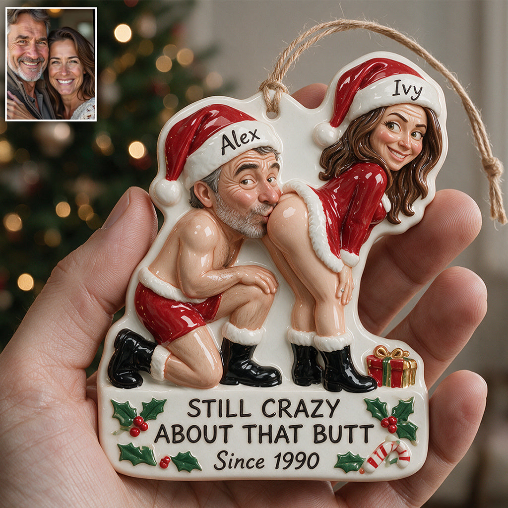 Personalized Custom Photo Christmas Middle-Aged Couple Funny 3D Ornament