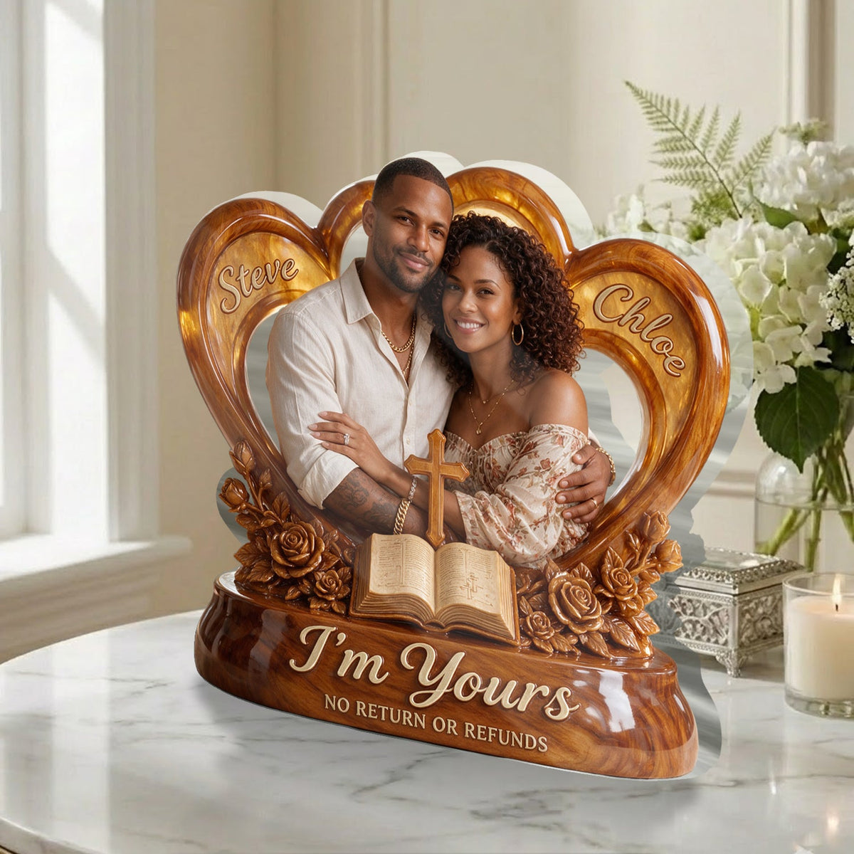 Personalized Custom Photo Older Latino Couple Acrylic Plaque Couple Keepsake