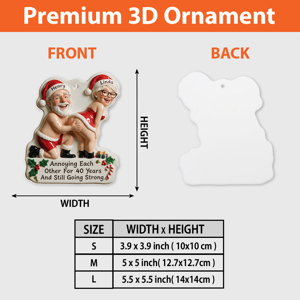 Personalized Custom Photo Christmas Middle-Aged Black Couple Funny 3D Ornament