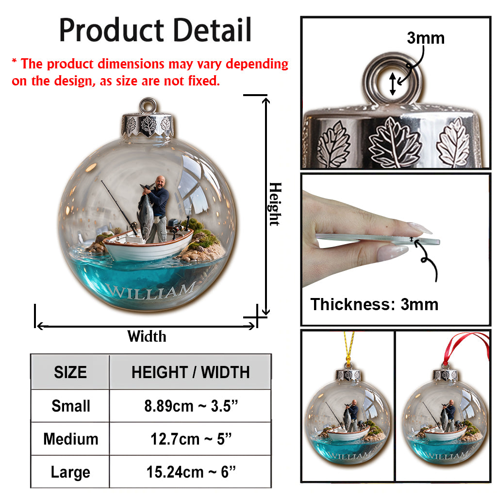 Personalized Christmas Middle-Aged Latino Fisherman Fishing Ornament