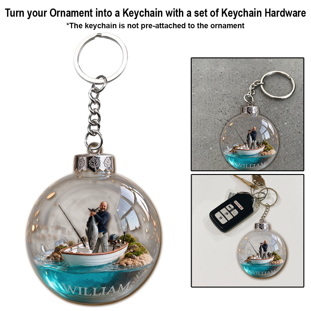Personalized Christmas Middle-Aged Fisherman Fishing Ornament