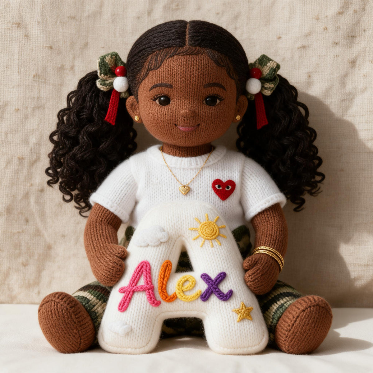 Personalized Custom Photo Black Little Girl Faux Fur Pillow Kids Gift