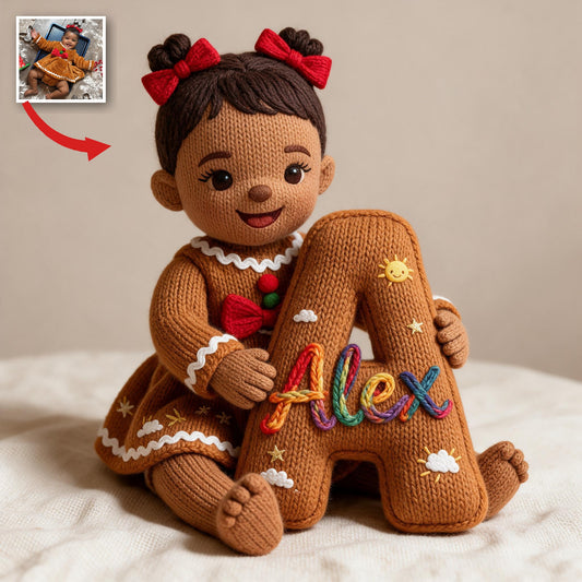 Coussin de Noël personnalisé en fausse fourrure pour bébé fille
