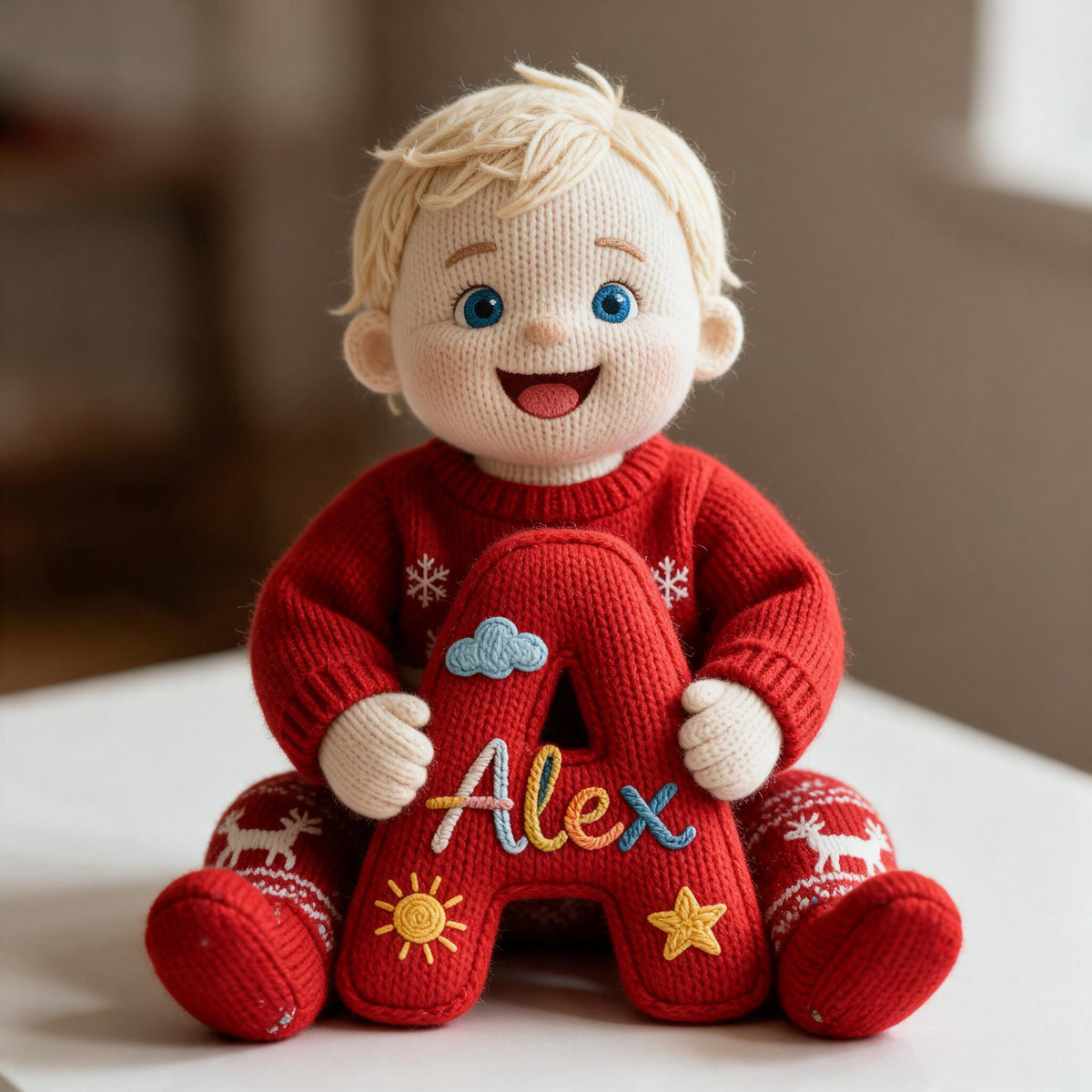 Personalized Custom Photo Christmas Baby Boy Faux Fur Pillow Kids Christmas Gift