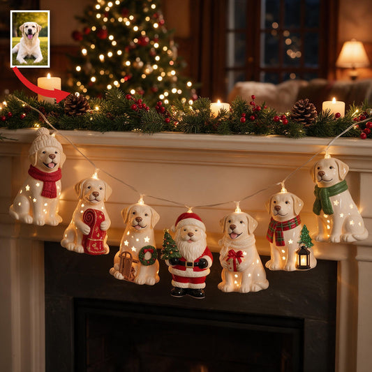 Guirlandes Lumineuses Personnalisées Photo de Noël Labrador Jaune