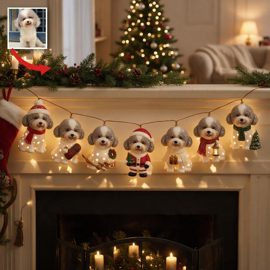Guirlande lumineuse de Noël personnalisée avec photo de Caniche - Décor festif