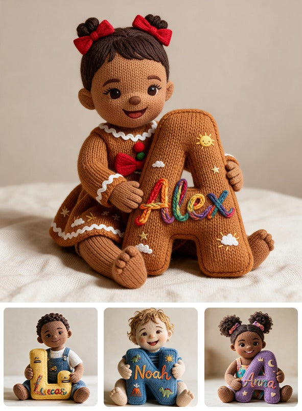 Personalized Custom Photo Christmas Black Christmas Baby Girl Gingerbread Faux Fur Pillow
