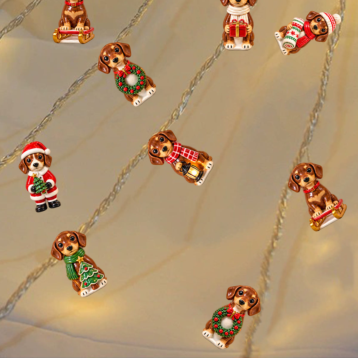 Personalized Custom Photo Christmas Yellow Labrador Retriever String Lights Home Decor