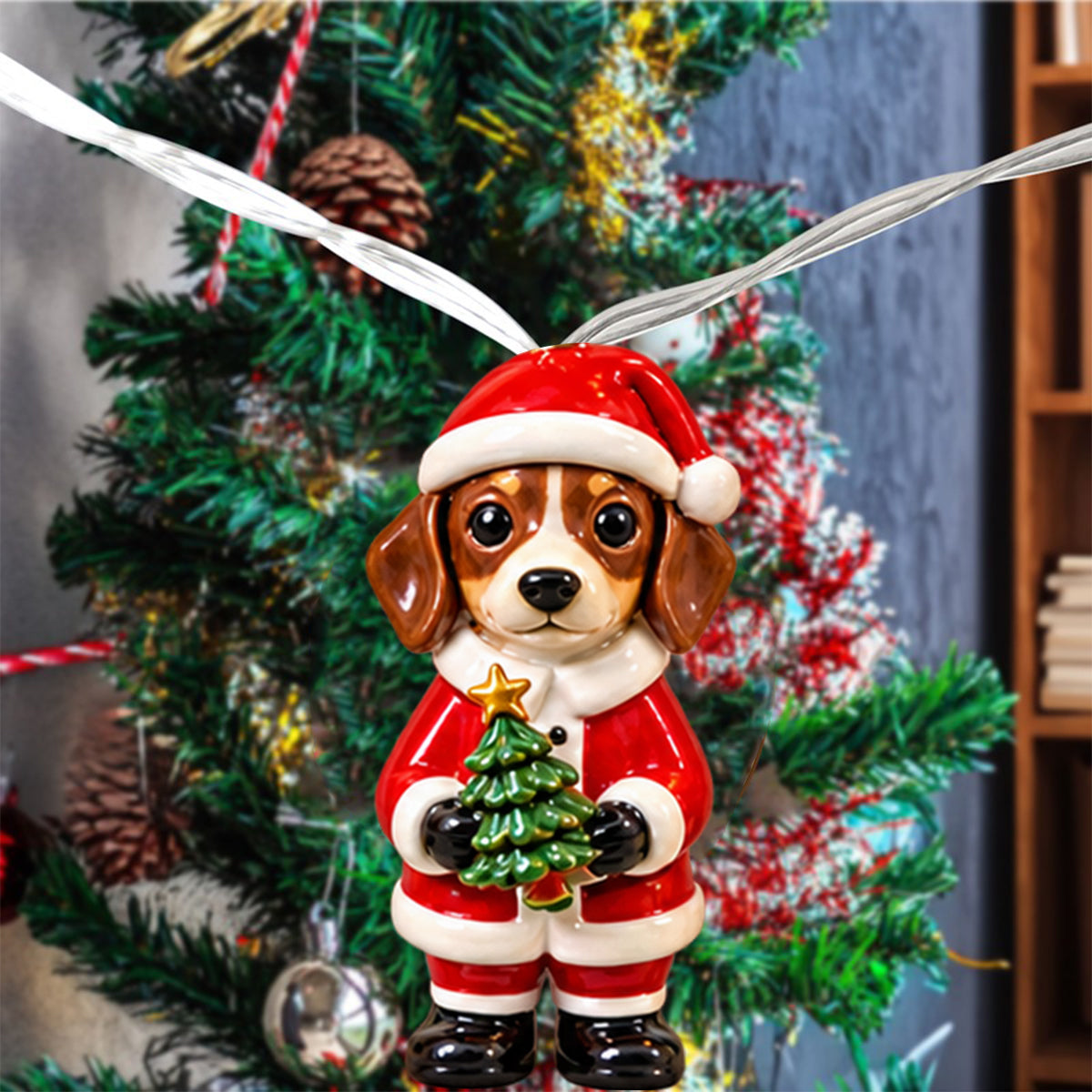 Personalized Custom Photo Christmas Fawn & White Adult Bulldog String Lights