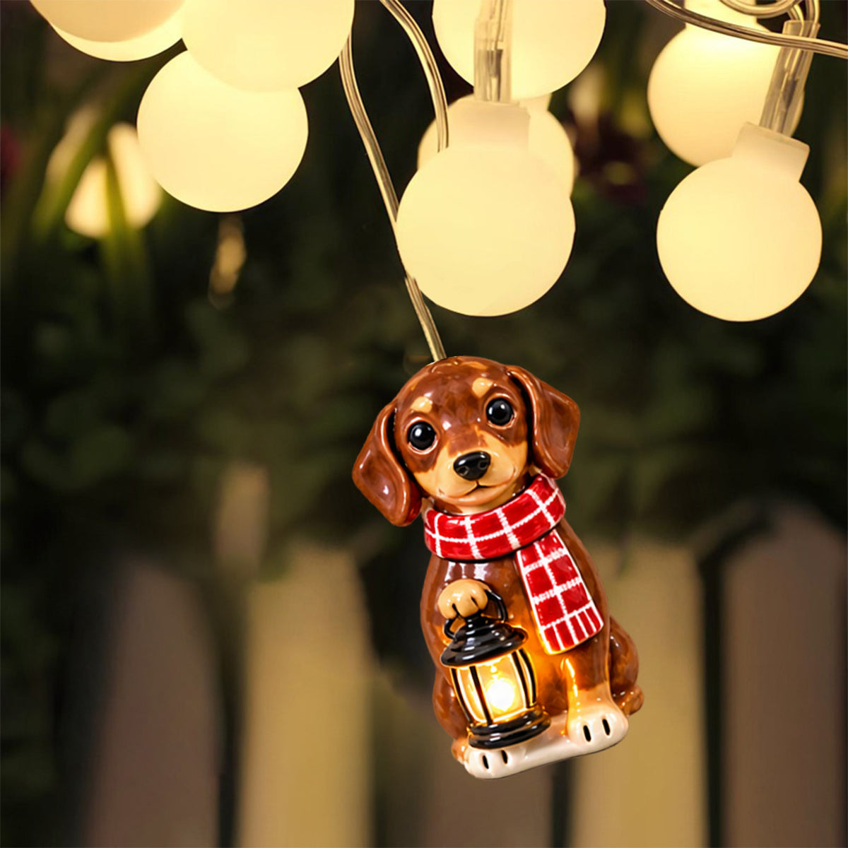 Personalized Custom Photo Christmas Fawn & White Adult Bulldog String Lights
