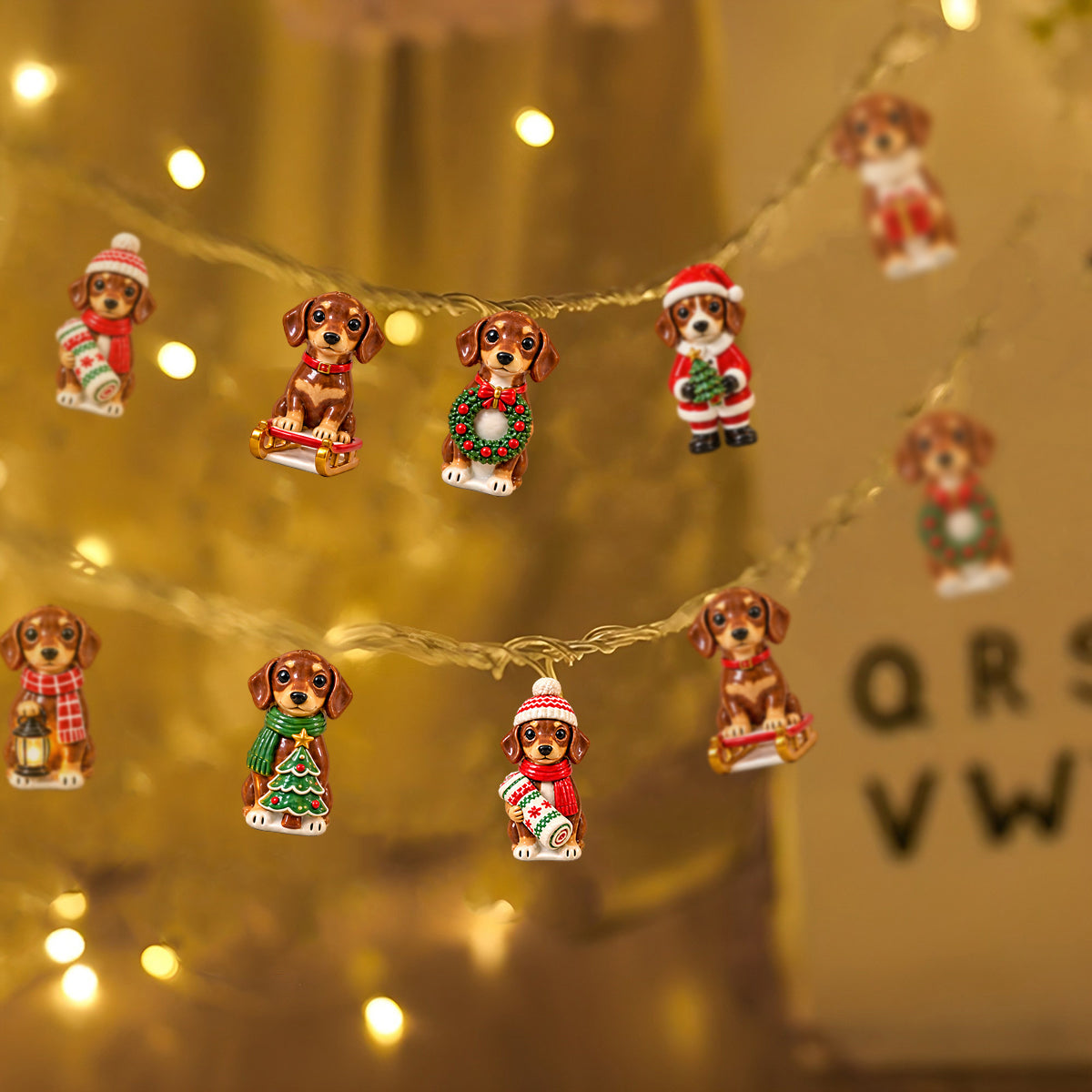 Personalized Custom Photo Christmas Tan and White Adult Shiba Inu String Lights Home Decor