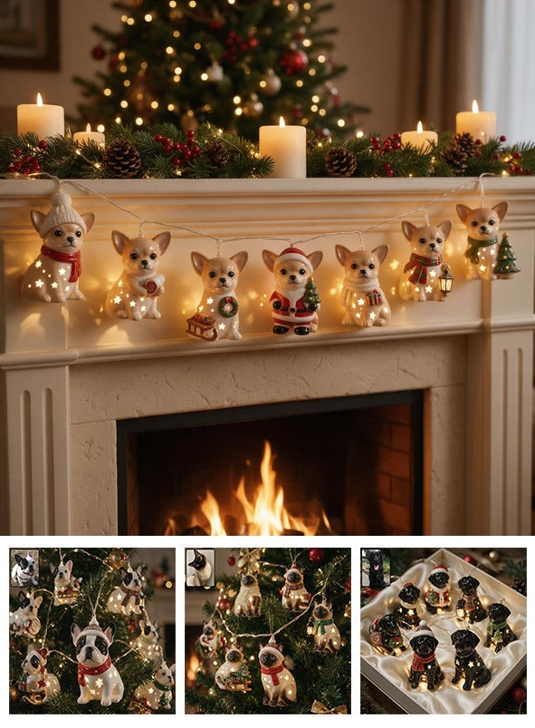 Personalized Custom Photo Christmas Fawn White Chihuahua Puppy String Lights
