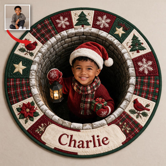 Tapis tufté antidérapant personnalisé Noël Petit Garçon Noir, Décor de Fête
