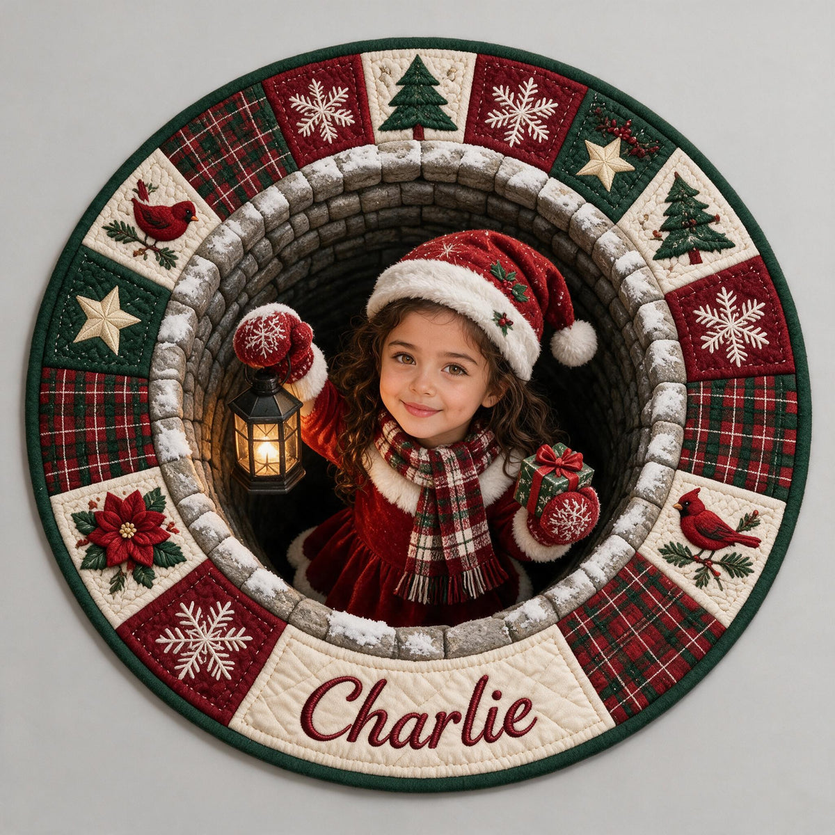 Personalized Christmas Latina Little Girl Non-Slip Tufted Rug Kid Holiday Gift