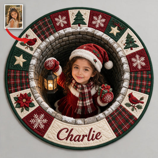 Tapis tufté antidérapant personnalisé Noël Petite Fille Latina Cadeau de Fête