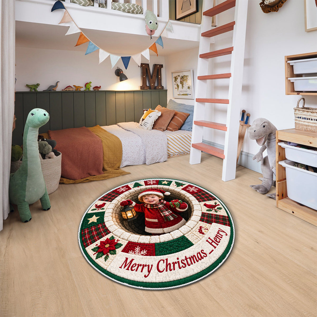 Personalized Christmas Baby Boy Non-Slip Tufted Rug Holiday Decor