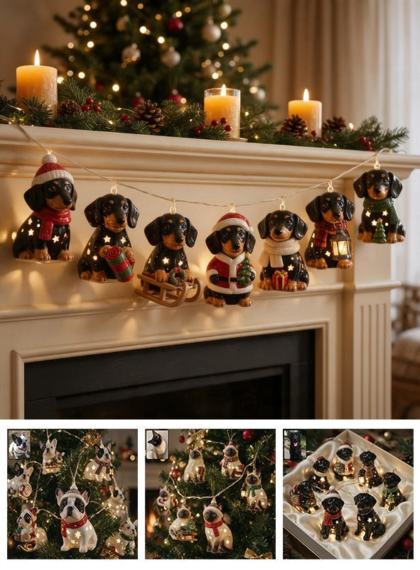 Personalized Custom Photo Christmas Dachshund Puppy String Lights Holiday Decor