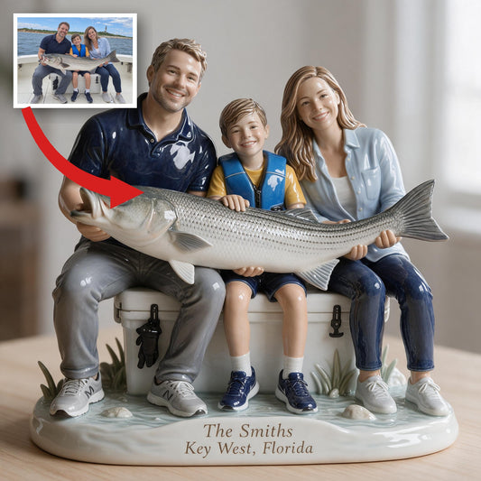 Plaque en Résine 3D Personnalisée Photo de Famille de Pêche