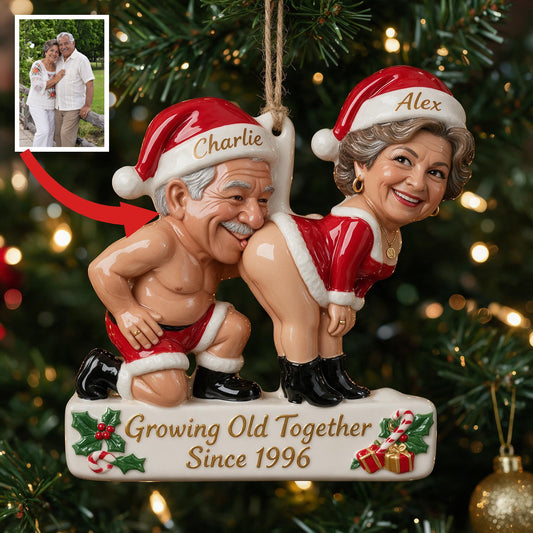 Ornement de Noël 3D Personnalisé Photo Couple Latino Âgé Cadeau Amusant