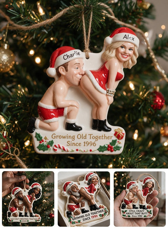 Personalized Custom Photo Christmas Middle-Aged Couple Funny 3D Ornament