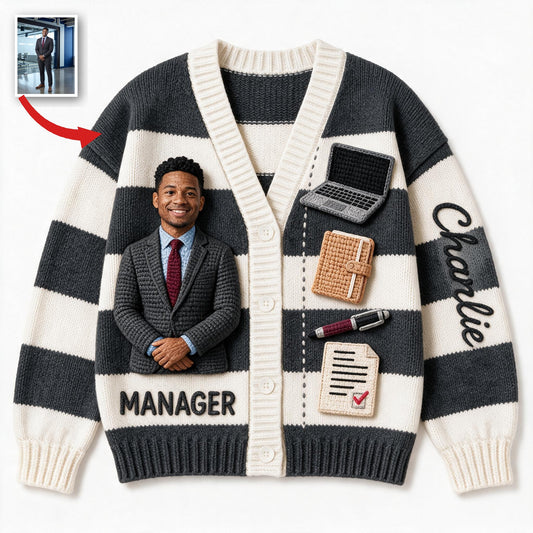 Cardigan Personnalisé pour Homme Noir - Cadeau de Bureau