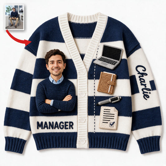 Cardigan Personnalisé pour Homme Latino en Bureau