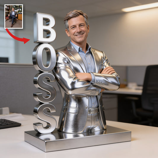 Plaque Acrylique Personnalisée Photo Boss Masculin Âgé Cadeau de Bureau