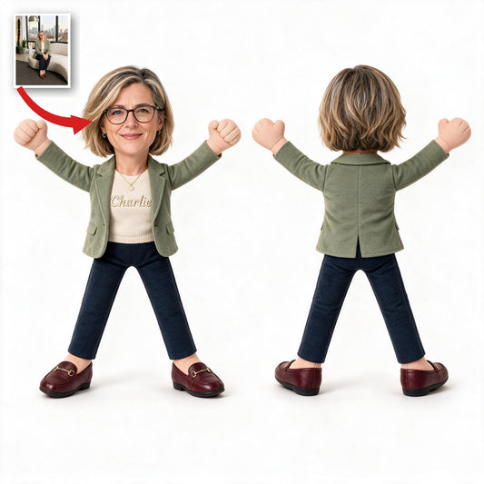 Personalized Older Female Posable Plush Doll Custom Gift
