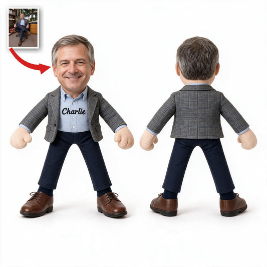 Personalized Older Male Colleague Posable Plush Doll Custom Keepsake Gift