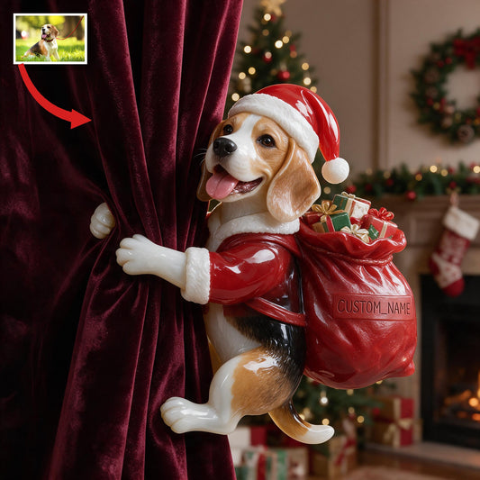 Personalized Custom Photo Christmas Tricolor Adult Beagle Curtain Tieback Home Decor