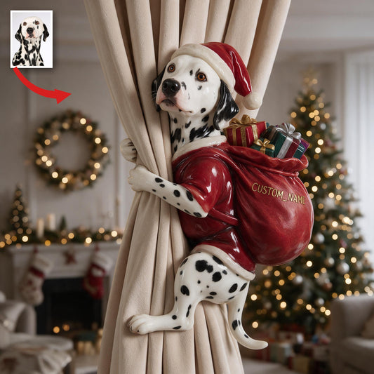 Personalized Custom Photo Christmas Spotted Dalmatian Curtain Tieback Home Decor