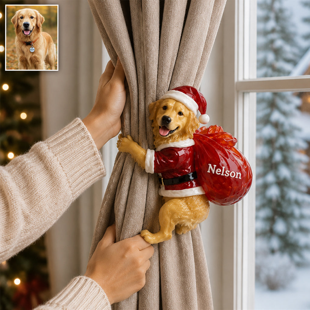 Personalized Custom Photo Christmas Yorkshire Terrier Curtain Tieback Holiday Home Decor